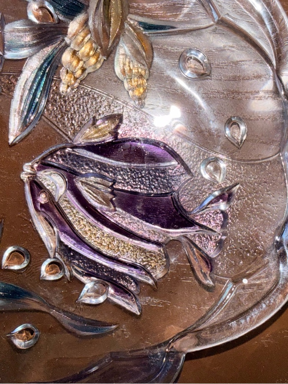 Mikasa Key Largo 11" Oval Platter / Tray Tropical Three Fish Large Glass Plate - Picture 3 of 5